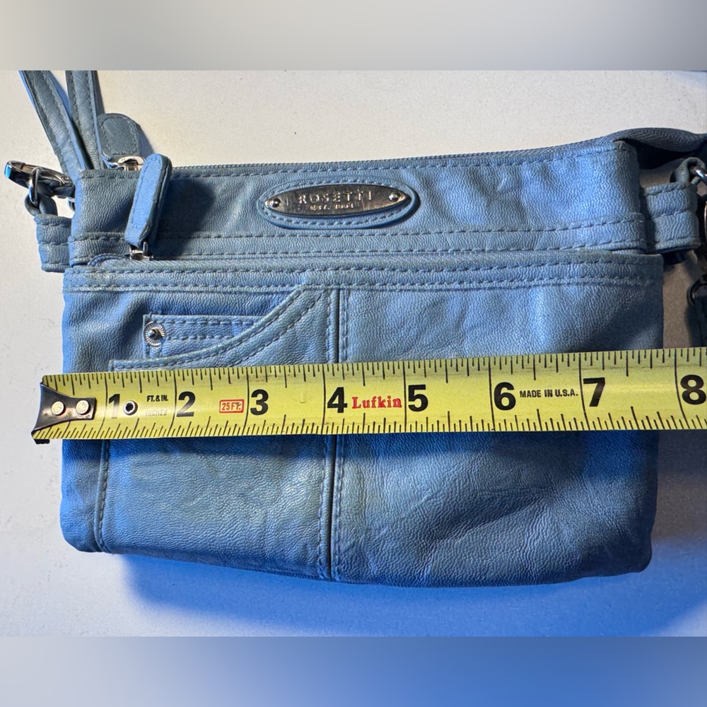 Retro Blue Vegan Leather Rossetti Crossbody Small Shoulder Bag Wallet - Picture 14 of 14